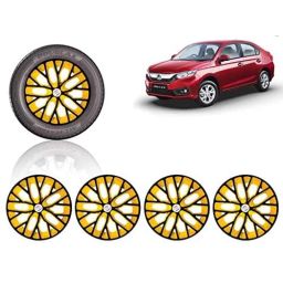 Auto Pearl 4 Pcs 14 inch ABS Black &a; Yellow Press Type Fitting Car Wheel Cover Set for Honda Amaze-23