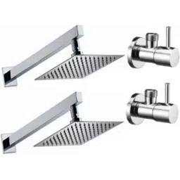 Senkiddpro Turbo 2 Pcs Stainless Steel Chrome Finish Wall Mounted Angle Cock &a; 2 Pcs 4x4 inch Overhead Shower Combo-image-49