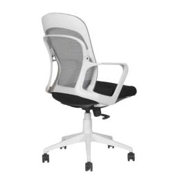 HUMAN METHOD Alex Medium Back Grey &a; White Ergonomic Office Chair with Breathable Mesh, HMAL02-ELN01WH-24