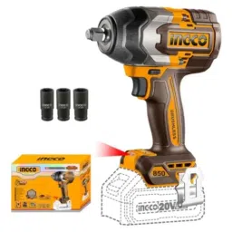 Ingco 0-2400rpm 1/2 inch Cordless Impact Wrench with Brushless Motor &a; Integrated LED Work Light, CIWLI20851-27