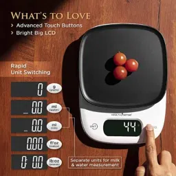 HealthSense KS 63 5kg LCD Kitchen Weighing Scale with Bright LCD, Touch Button &a; Tare Function image 2