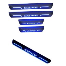 Car Accessories Hub 4 Pcs Acrylic Black Sill Scuff Plate Set with Blue LED for Maruti Suzuki Dzire Old-image-75