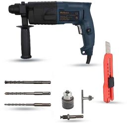 Walkers 750W Forward &a; Reverse Rotation Hammer Impact Drill Machine with 3 Bits, Drill Chuck, SDS Adapter &a; Utility Knife, WKCB344-25