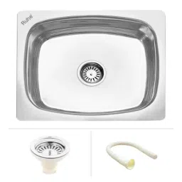 Ruhe 21x18x8 inch Stainless Steel Glossy Finish Oval Single Bowl Kitchen Sink, 13-0102-03-picture-32