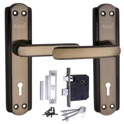 ATOM 7 inch Brass &a; Iron Black Gold Finish Mortise Door Lock Set, MH-606-KY-BG-image-98