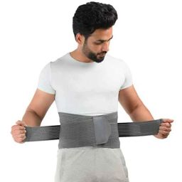 K Squarians Cotton Grey Lumbar Sacral Belt for Back Pain, 4005, Size: XXL-19