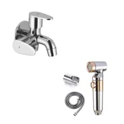 ZAP ZX1034 Health Faucet with Stainless Steel Tube, Wall Hook &a; Prime Two In One Bib Tap Combo by Moglix-image-65