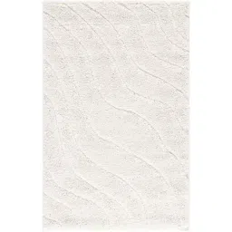 Carpetify 3x5ft Cream Abstract Wavy Design Shaggy Carpet, 1224YR08T71-picture-22