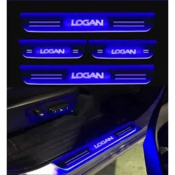 SureStrive 4 Pcs Acrylic Car Side Footstep Set with Blue LED Door Sill Scuff Plate for Mahindra Logan All Model-image-3