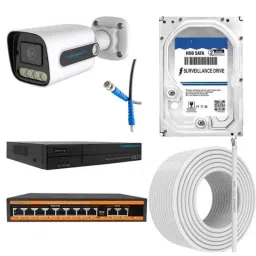 Cybernautt 3MP Full HD Indoor &a; Outdoor Network IP Combo Kit with 10Ch NVR, 6Bullet HD Camera, 8Ch POE, 100m Copper LAN Cable, Connector &a; 500GB HDD-32
