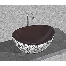 Uken (Solo-358) Imported Luxury European Style Designing Bathroom Sink/Wash Basin/Table Top (Solo-358) Brown,White-image-20