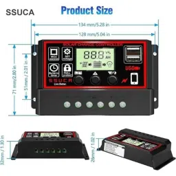 SSUCA 12/24V 40A Intelligent Battery Regulator Solar Charge Controller for Solar Panel with LCD Display &a; USB Port (Pack of 5) image 5