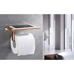 Aquieen Stainless Steel 304 Rose Gold Toilet Paper Holder with Mobile Phone Storage Shelf-picture-26