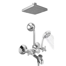 Mayur Ocich Trio Brass Wall Mounted Heavy Duty 3 In 1 Wall Mixer Set with 6 inch Rain &a; 5-Flow Handshower-image-43
