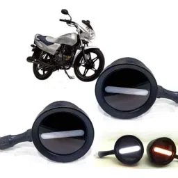 Auto Pearl 2 Pcs 12V Black Bike Front LED Indicator Light Set for KTM Freedom, F291-17