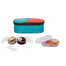 Carrolite 650ml 3-in-1 Blue &a; White Plastic Lunchbox, White_P-38 (Pack of 2)-5