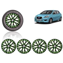 Auto Pearl 4 Pcs 13 inch ABS Black &a; Green Press Type Fitting Car Wheel Cover Set for Datsun Go-image-74