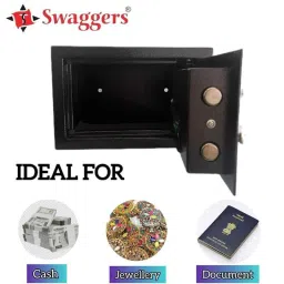 Swaggers 8.5L Iron Black Portable Mini Digital Safe Locker with Password &a; Key Security image 5