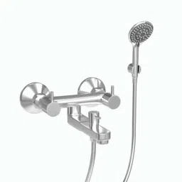 IRIS Elixir Brass Wall Mounted Non Telephonic Wall Mixer with Crutch, Multi Function Hand Shower &a; 1.5m Flexible Tube-88