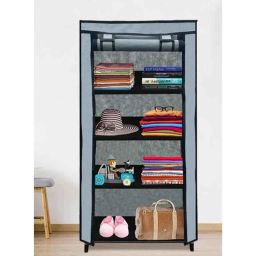 Urban Choice 4 Shelves Metal Frame Grey Modular Shoe Rack with 100 GSM Fabric-image-91