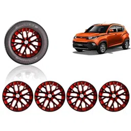 Auto Pearl 4 Pcs 14 inch ABS Black &a; Red Press Type Fitting Car Wheel Cover Set for Mahindra Kuv 100-image-34