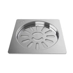 Biut 6 inch Stainless Steel Glossy Finish Silver Square Floor Drain with Frame, AL-86-4