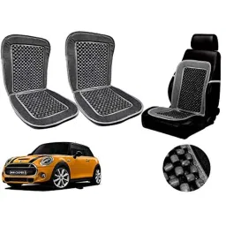 Auto Pearl PU, Velvet &a; Wooden Beads Grey Rectangular Seat Cushion for Mini Cooper (Pack of 2 )-image-59