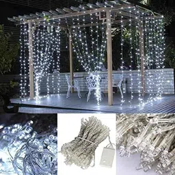 Ever Forever 10x8ft White Waterfall Mode Curtain String Light with Multi Function Modes for Decoration, Home, Temple, Festival &a; Diwali image 4