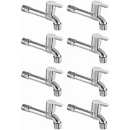 Gold Bell Stainless Steel Silver Wall Mounted Chrome Finish Long Body Bathroom Bib Tap (Pack of 8)-picture-32