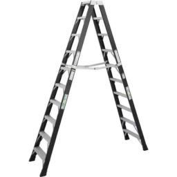 Liberti 10ft 9x9 Step FRP Black Special Duty Twin Step Ladder, T5410-picture-36