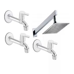 Fastgear 4 Pcs Marc Stainless Steel Silver Chrome Finish Faucet Set with Shower, FG1177-image-93