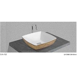 Uken (Eva-702) Imported Luxury European Style Designing Bathroom Sink/Wash Basin/Table Top (Eva-702) White,Yellow-image-30