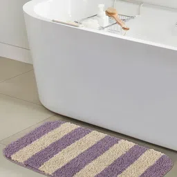 OBSESSIONS Mauve Striped Anti-Skid Bath Rug-2