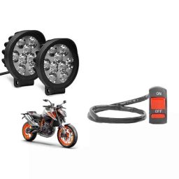 Cartronics 2 Pcs 9 Round Cap LED Fog Light Set with On/Off Switch for KTM 890 Duke R-picture-18