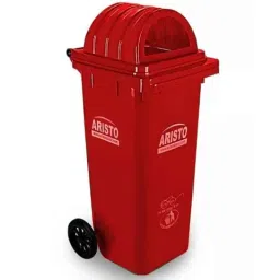Aristo 120 Litre Black Red Dome Lid Dustbin with Wheel, ARSTDLWL120RD-picture-36
