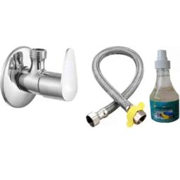 Senkiddpro Fusion Stainless Steel Chrome Finish Wall Mounted Angle Cock with Connection Pipe &a; Shiner Combo-image-17