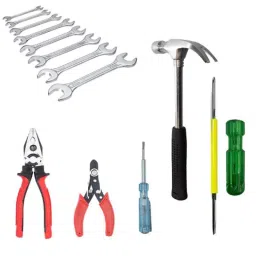 Hillgrove HGCM283M1 Hammer, Plier, Wire Cutter, Phillips Screwdriver, Line Tester &a; Double Open Wrench Hand Tool Combo, HGCM544-23