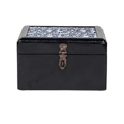 Contrast Living Wooden Decorative Jewellery Painted Box with Cotton Fabric On Top Box-image-75