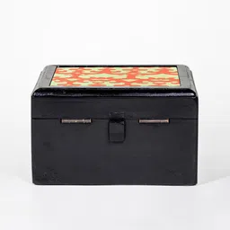 Contrast Living Orange Painted Wooden Decorative Jewellery Box-25