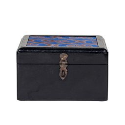 Contrast Living Blue Painted Wooden Decorative Jewellery Box-image-85