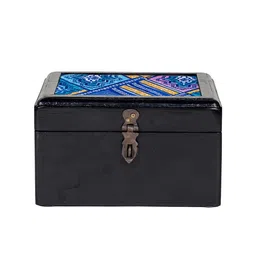 Contrast Living Black Printed Wooden Jewellery Organizer-46