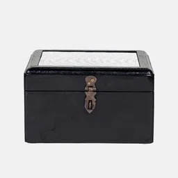 Contrast Living Black Painted Wooden Decorative Jewellery Box-13