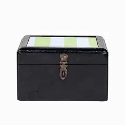Contrast Living Black Striped Wooden Jewellery Organizer-29