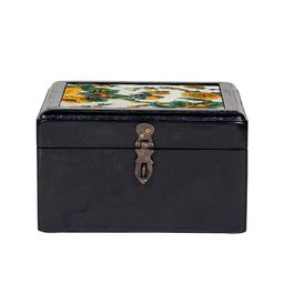 Contrast Living Floral Painted Wooden Decorative Jewellery Box-17