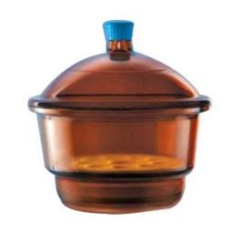 Borosil 100mm Amber Vacuum Desiccator Set with Cover &a; Porcelain Plate, 3084041-23