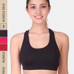 POOJA RAGENEE Pack Of 3 Non Padded Full Coverage All Day Comfort Seamless Sports Bra-picture-16