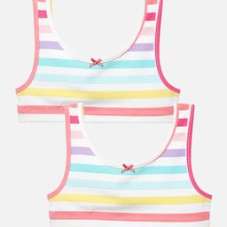 mackly Girls Pack Of 2 Striped Full Coverage Workout Bras With All Day Comfort-26