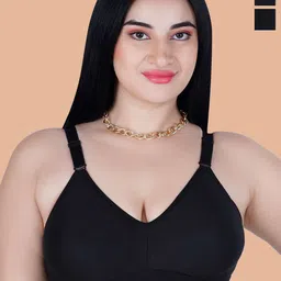 Souminie Pack Of 2 Full Coverage Non Padded Cotton Everyday Bra- All Day Comfort-picture-2