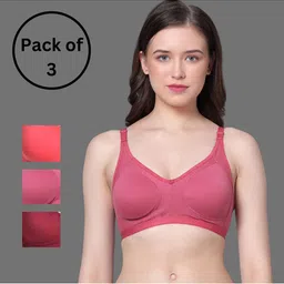 Aimly Pack Of 3 Seamless Non-Padded Non-Wired Cotton T-Shirt Bra With All Day Comfort-image-25