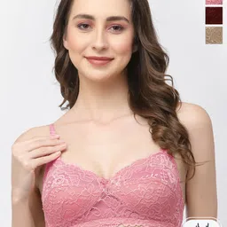 Docare Pack Of 3 Floral Self Design Full Coverage Bralette Bra With All Day Comfort-27